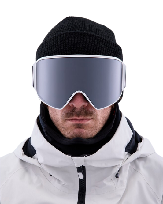 Anon M4 Cylindrical Snow Goggles + Bonus Lens + Mfi® Face Mask - White/Perceive Sunny Onyx Lens Snow Goggles - Trojan Wake Ski Snow