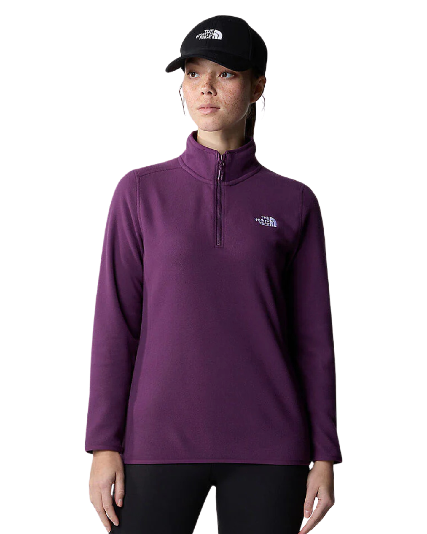 The North Face Women's 100 Glacier Quaterzip Fleece - Blackcurrant Hoodies & Sweatshirts - Trojan Wake Ski Snow