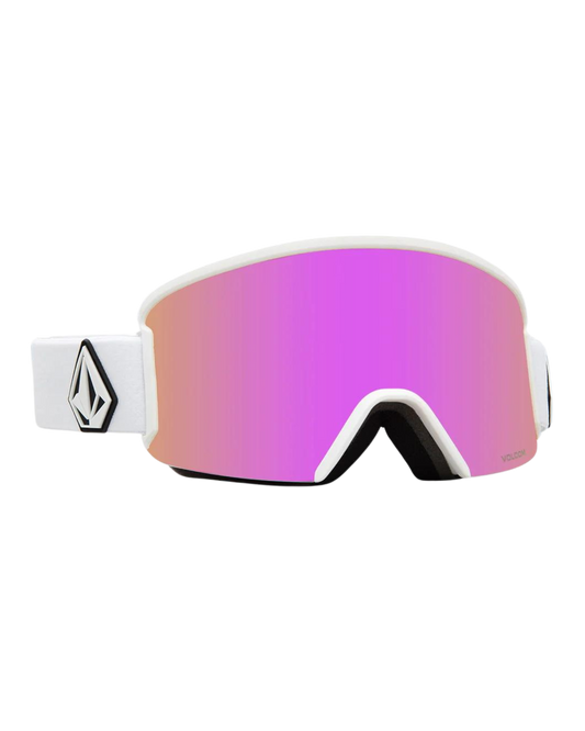 Volcom Garden Matte White Pink Goggles - Pink Chrome Snow Goggles - Trojan Wake Ski Snow