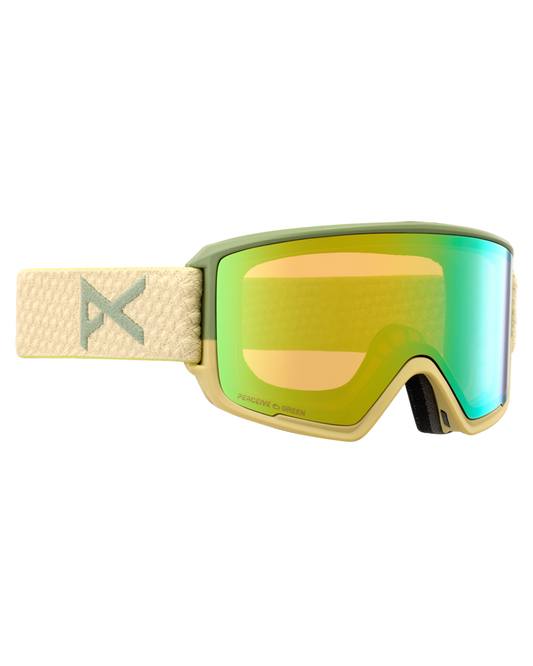 Anon M3 Low Bridge Fit Snow Goggles + Bonus Lens + MFI - Mushroom / Perceive Variable Green Men's Snow Goggles - SnowSkiersWarehouse