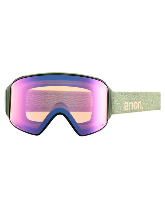 Anon M4 Cylindrical Low Bridge Snow Goggles + Bonus Lens + Mfi® Face Mask - Hedge/Perceive Variable Green Lens Snow Goggles - Trojan Wake Ski Snow