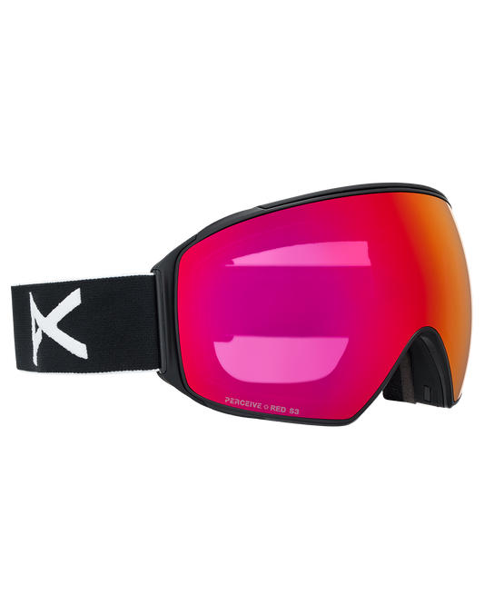 Anon M4 (Toric) Snow Goggles + Bonus Lens + MFI® Face Mask - Black/Perceive Sunny Red Unisex Snow Goggles - Trojan Wake Ski Snow