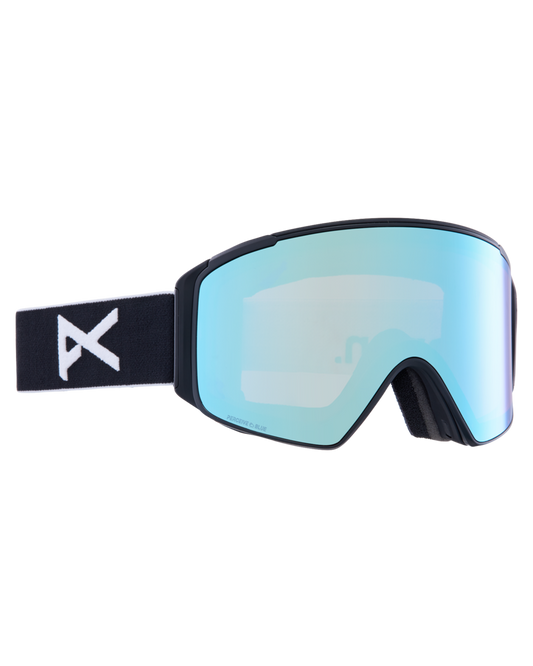 Anon M4S Cylindrical Snow Goggles + Bonus Lens + MFI - Black / Perceive Variable Blue Men's Snow Goggles - SnowSkiersWarehouse