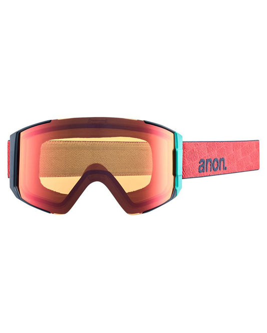 Anon M4S Cylindrical Low Bridge Fit Snow Goggles + Bonus Lens + MFI - Coral / Perceive Sunny Bronze Men's Snow Goggles - SnowSkiersWarehouse