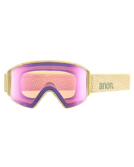 Anon M4S Cylindrical Low Bridge Fit Snow Goggles + Bonus Lens + MFI - Mushroom / Perceive Variable Green Men's Snow Goggles - SnowSkiersWarehouse