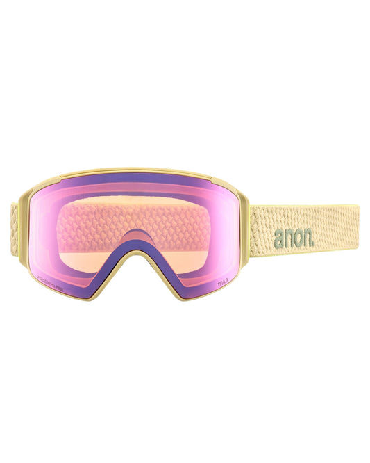 Anon M4S Cylindrical Low Bridge Snow Goggles + Bonus Lens - Mushroom/Perceive Variable Green Lens Snow Goggles - Trojan Wake Ski Snow