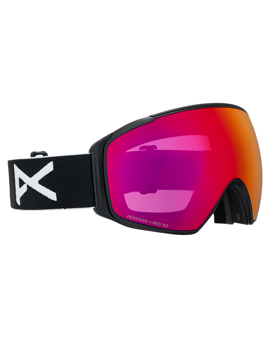 Anon M4S (Toric) Snow Goggles + Bonus Lens + MFI® Face Mask - Black/Perceive Sunny Red Unisex Snow Goggles - Trojan Wake Ski Snow