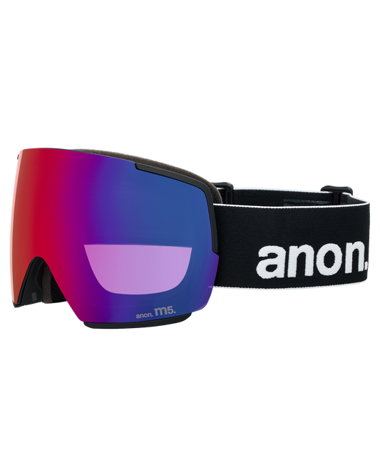 Anon M5 Low Bridge Snow Goggles + Bonus Lens + MFI® Face Mask - Black/Perceive Sunny Red Unisex Snow Goggles - Trojan Wake Ski Snow