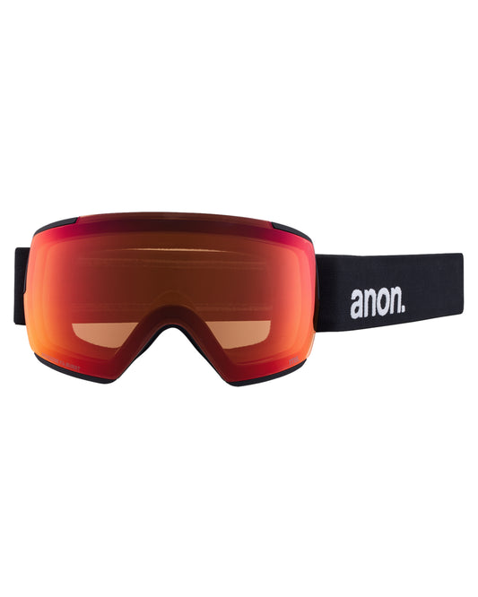 Anon M5 Low Bridge Fit Snow Goggles + Bonus Lens + MFI - Black / Perceive Sunny Red Men's Snow Goggles - SnowSkiersWarehouse