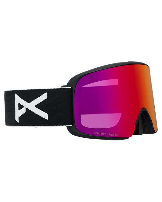 Anon M6 Low Bridge Snow Goggles + Bonus Lens + MFI® Face Mask - Black/Perceive Sunny Red