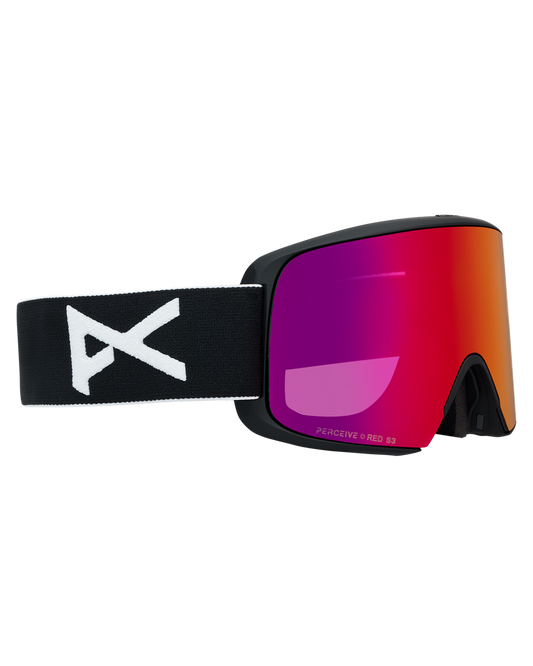 Anon M6S Low Bridge Snow Goggles + Bonus Lens + MFI® Face Mask - Black/Perceive Sunny Red