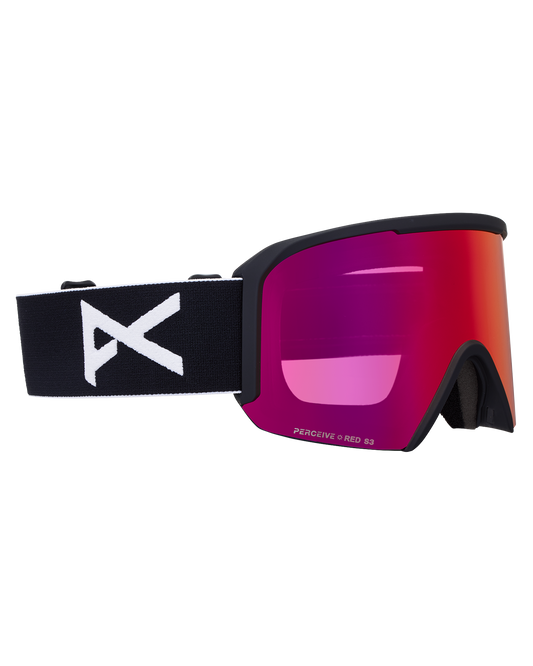 Anon Nesa Low Bridge Snow Goggles + Bonus Lens + MFI® Face Mask - Black/Perceive Sunny Red
