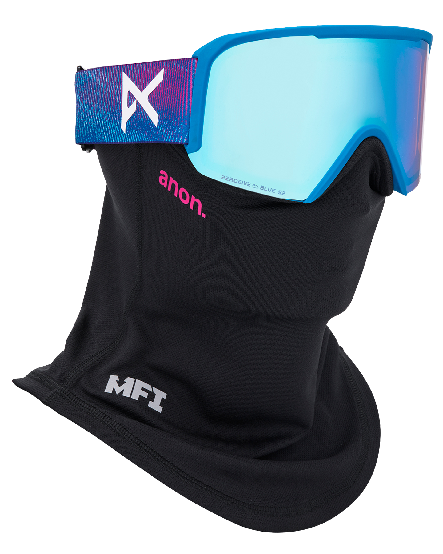 Anon Nesa Low Bridge Snow Goggles + Bonus Lens + MFI® Face Mask - Pink Denim/Perceive Variable Blue Unisex Snow Goggles - Trojan Wake Ski Snow