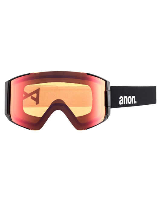 Anon Sync Low Bridge Fit Snow Goggles + Bonus Lens - Black / Perceive Sunny Red Men's Snow Goggles - SnowSkiersWarehouse