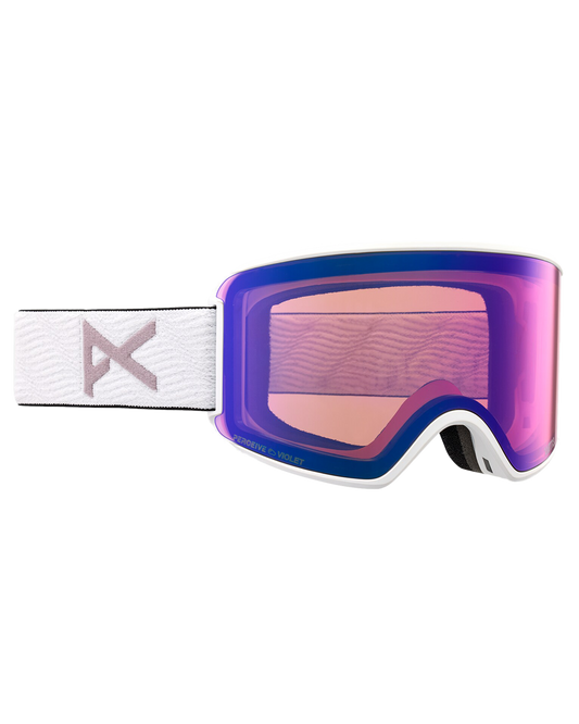Anon Women's M3 Snow Goggles + Bonus Lens + Mfi® Face Mask - White/Perceive Variable Violet Lens Women's Snow Goggles - Trojan Wake Ski Snow