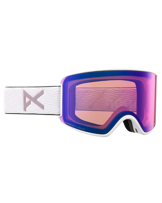 Anon Women's M3 Snow Goggles + Bonus Lens + Mfi® Face Mask - White/Perceive Variable Violet Lens Snow Goggles - Trojan Wake Ski Snow