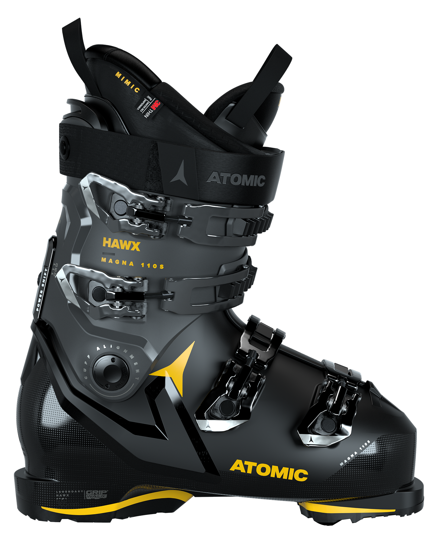 Atomic Hawx Magna 110 S Gripwalk Ski Boots - Black/Anthracite/Saffron - 2024 Snow Ski Boots - Mens - SnowSkiersWarehouse