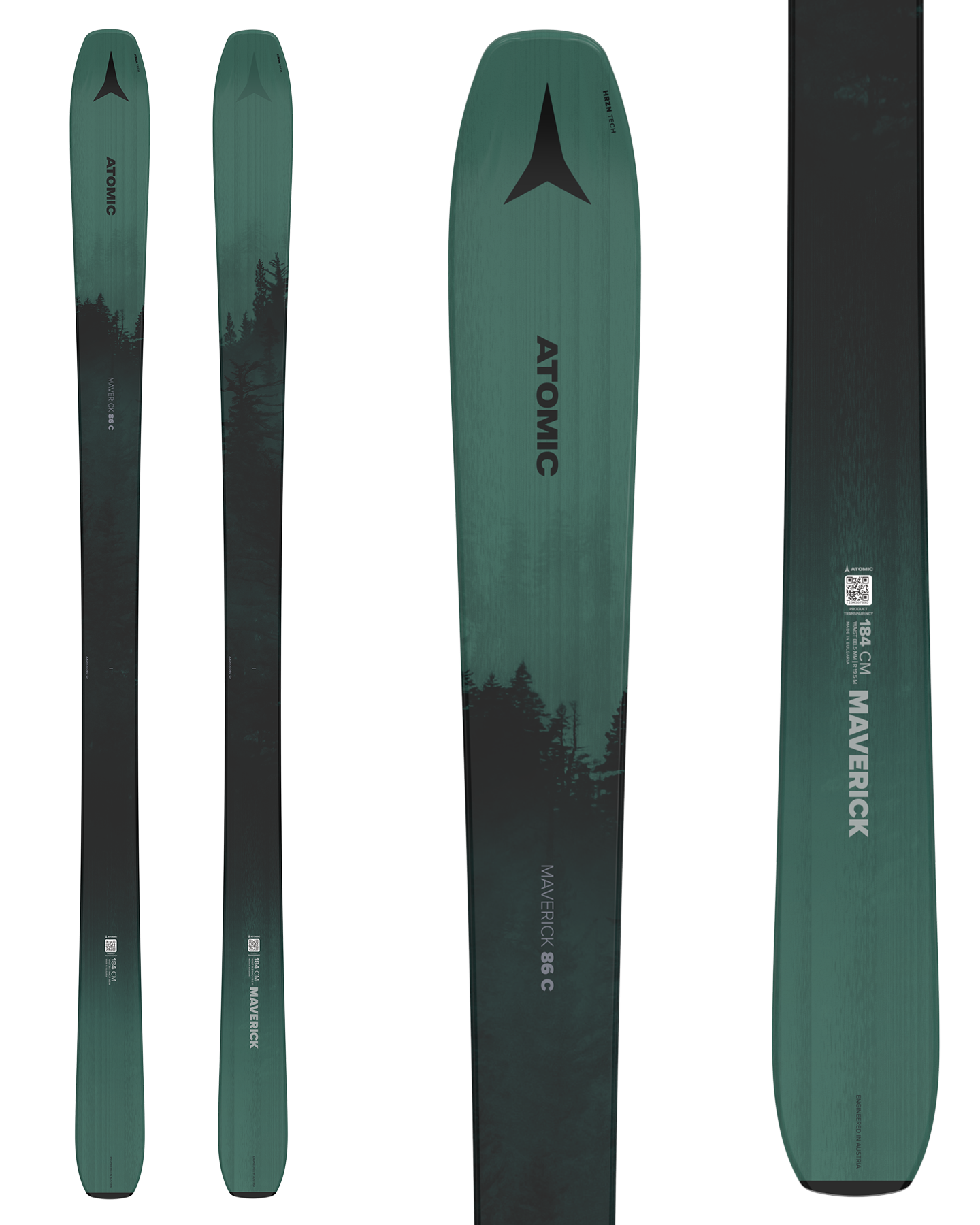 Atomic Maverick 86 C Women's Snow Skis - Dark Green/Black - 2025 Women's Snow Skis - SnowSkiersWarehouse