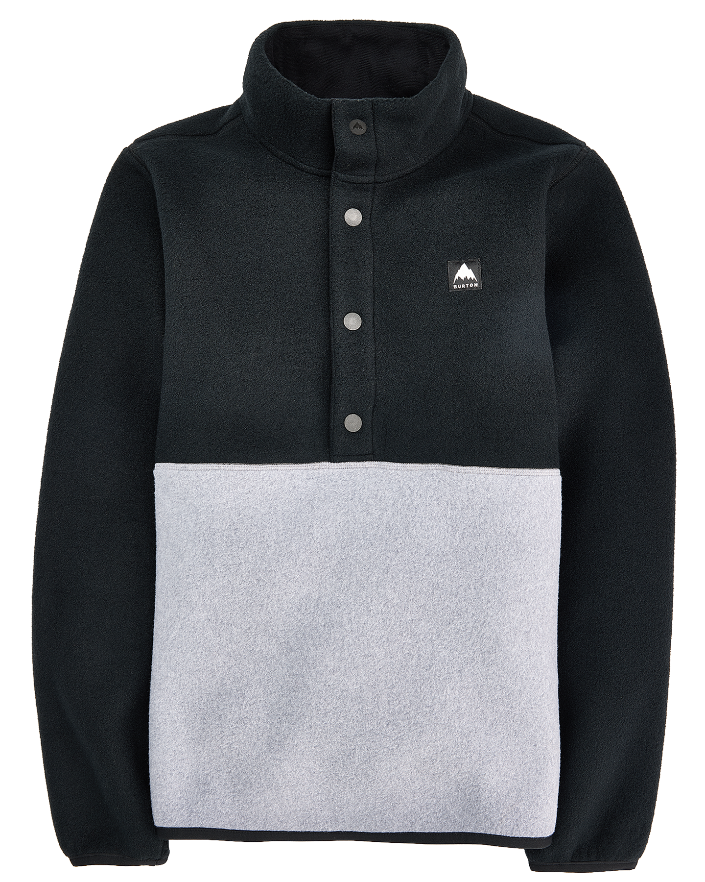 Burton Kids' Cinder Pullover Fleece Anorak - True Black/Gray Heather Kids' Fleece - Trojan Wake Ski Snow