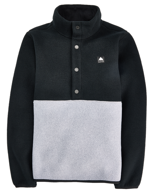 Burton Kids' Cinder Pullover Fleece Anorak - True Black/Gray Heather Kids' Fleece - Trojan Wake Ski Snow