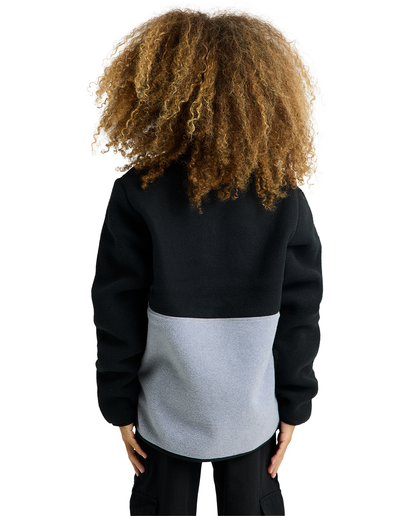 Burton Kids' Cinder Pullover Fleece Anorak - True Black/Gray Heather Kids' Fleece - Trojan Wake Ski Snow