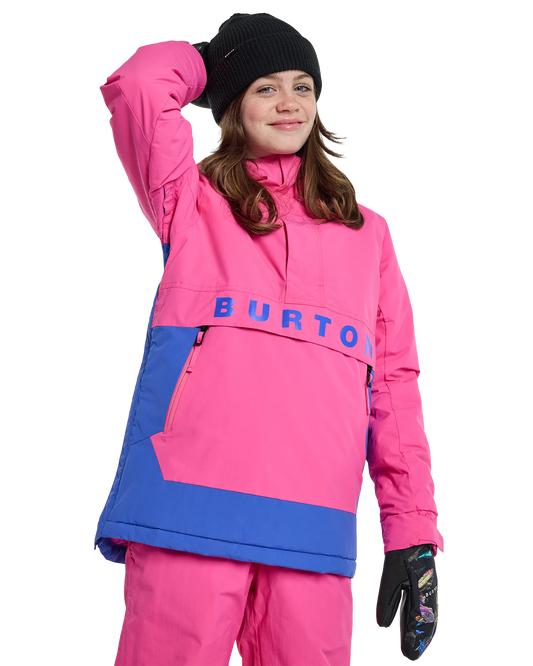 Burton Kids' Frostner 2L Anorak Snow Jacket - Fuchsia Fusion/Amparo Blue Snow Jackets - Trojan Wake Ski Snow