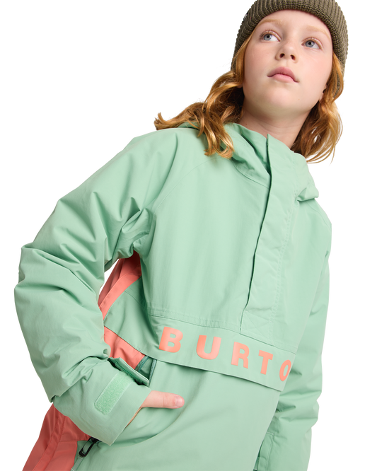 Burton Kids' Frostner 2L Anorak Snow Jacket - Soft Sage/Peach Echo Kids' Snow Jackets - Trojan Wake Ski Snow
