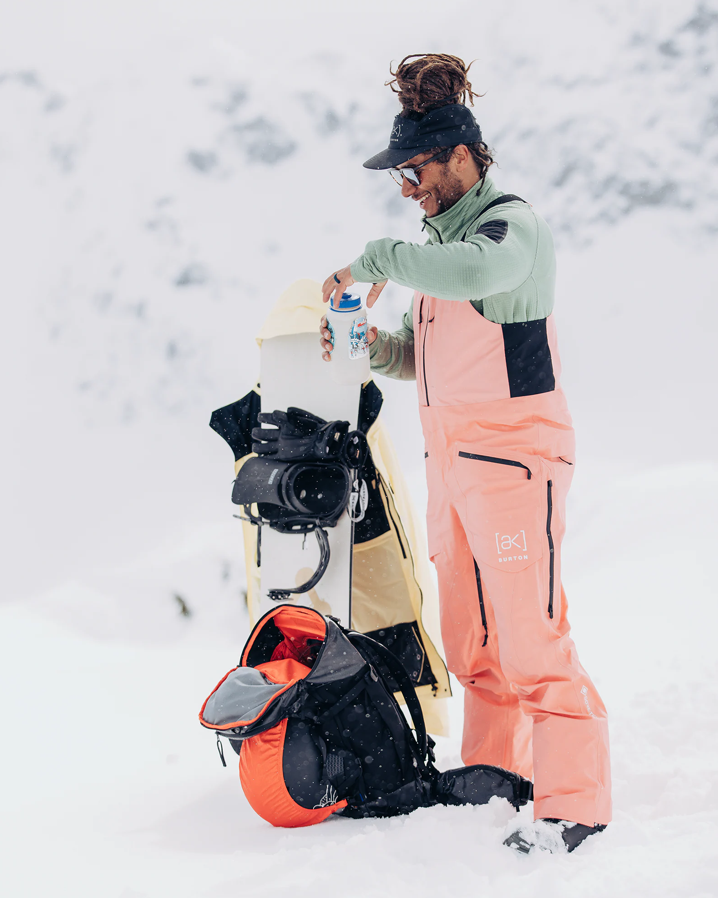 Burton Men's [ak]® Freebird Gore‑Tex 3L Stretch Bib Pants - Reef Pink Snow Bibs - Trojan Wake Ski Snow