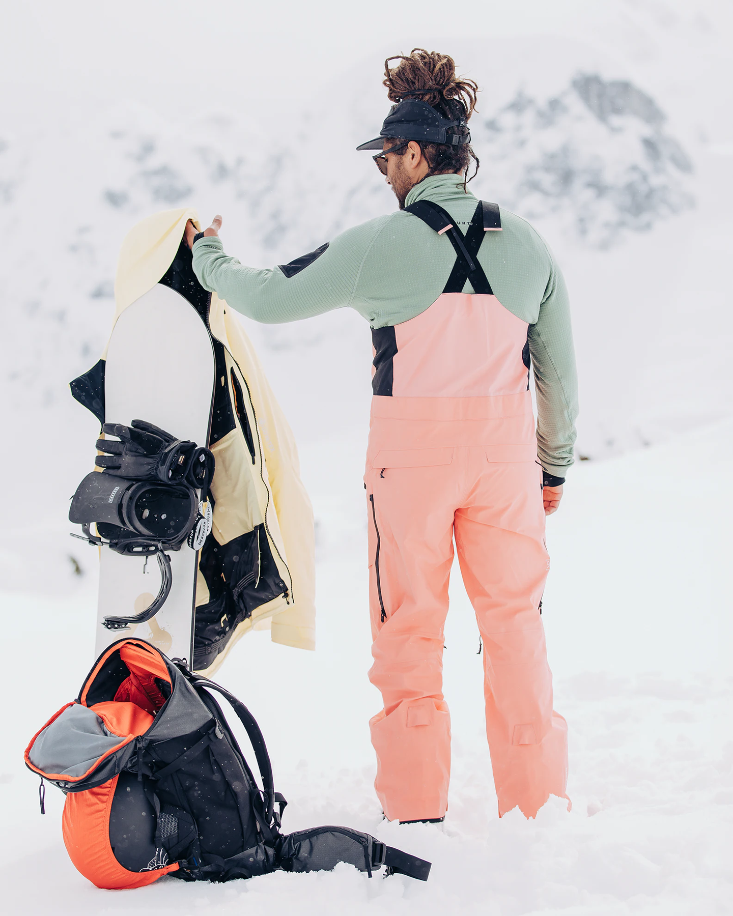 Burton Men's [ak]® Freebird Gore‑Tex 3L Stretch Bib Pants - Reef Pink Snow Bibs - Trojan Wake Ski Snow