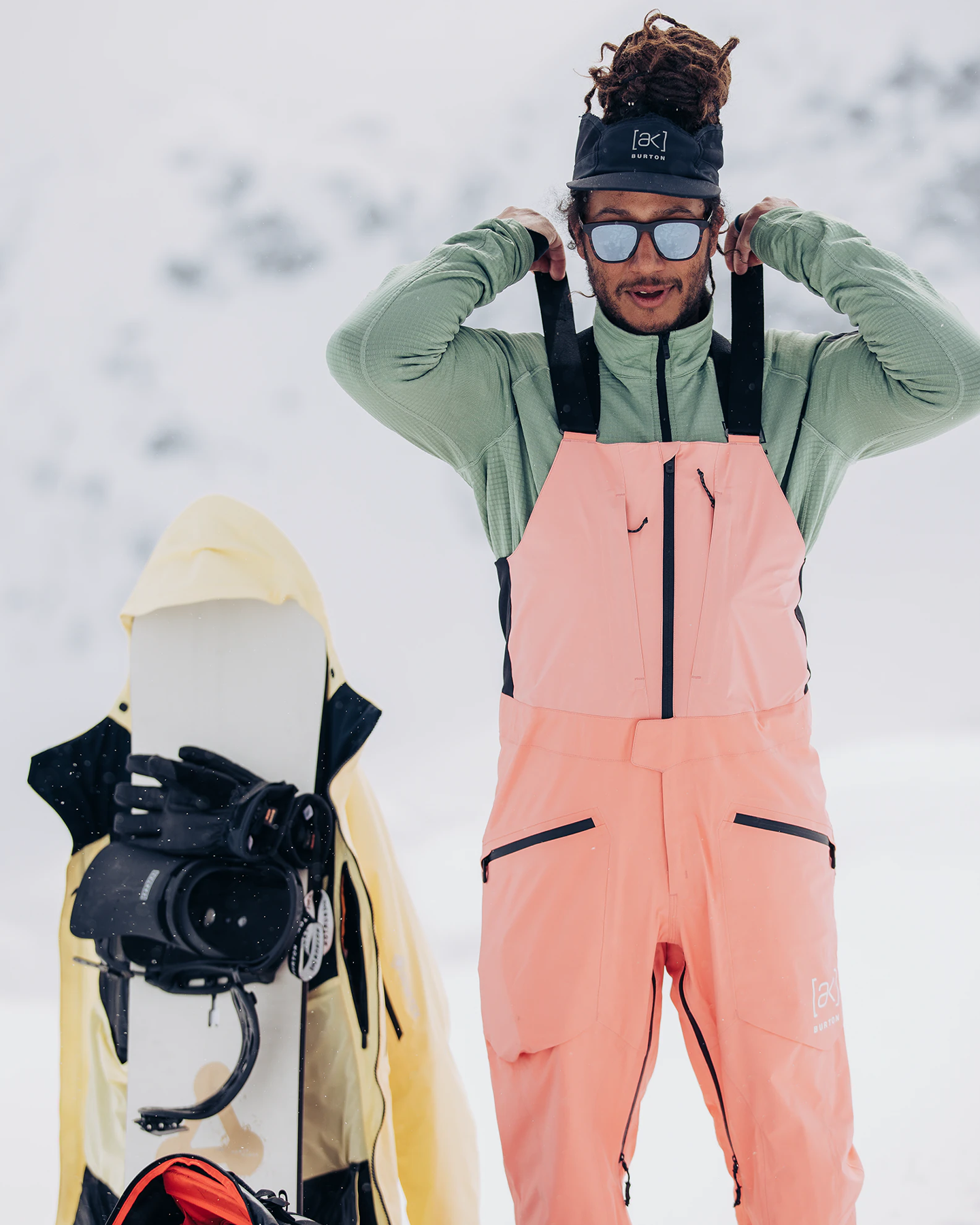 Burton Men's [ak]® Freebird Gore‑Tex 3L Stretch Bib Pants - Reef Pink Snow Bibs - Trojan Wake Ski Snow