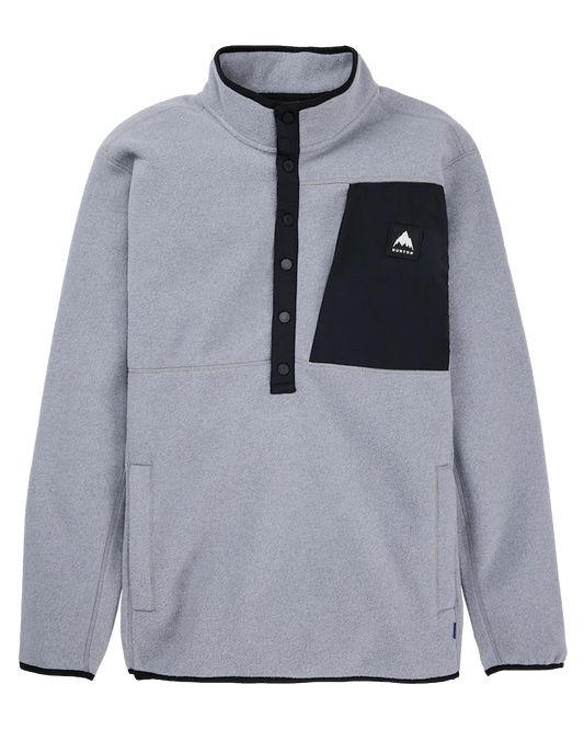 Burton Men's Cinder Fleece Pullover - Gray Heather Men's Crewnecks - Trojan Wake Ski Snow