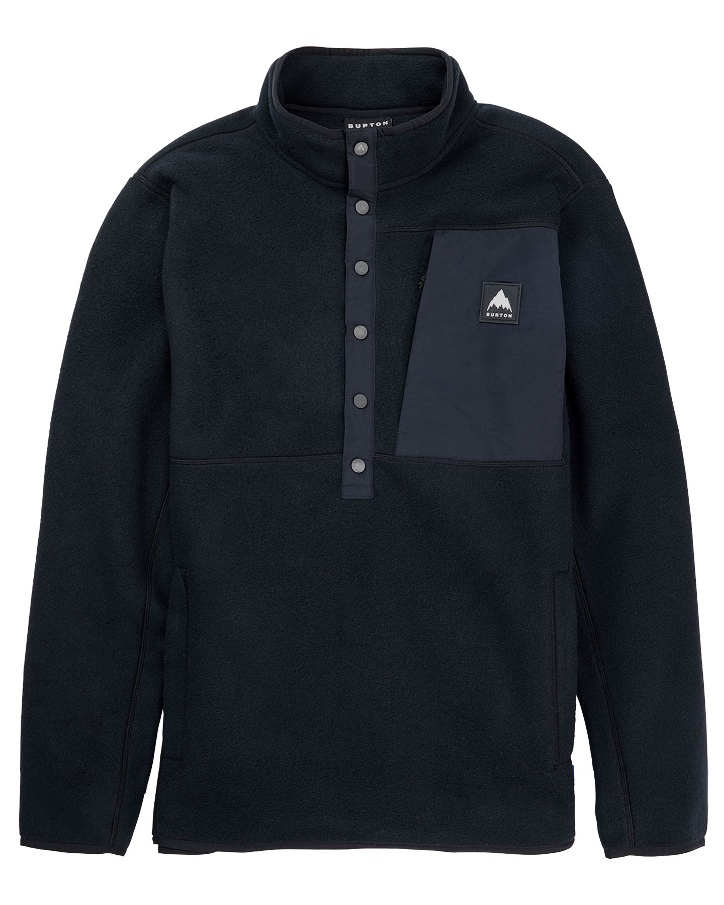 Burton Men's Cinder Fleece Pullover - True Black Men's Fleece - Trojan Wake Ski Snow
