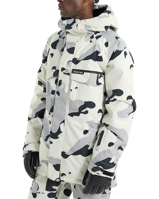 Burton Men's Covert 2.0 Snow Jacket - Stout White Cookie Camo Snow Jackets - Trojan Wake Ski Snow