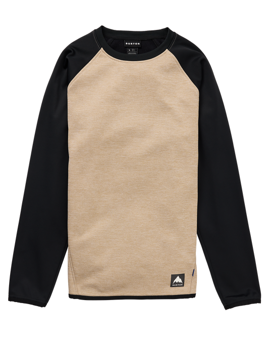 Burton Men's Crown Weatherproof Crewneck Fleece - Summit Taupe Heather/True Black Men's Fleece - Trojan Wake Ski Snow