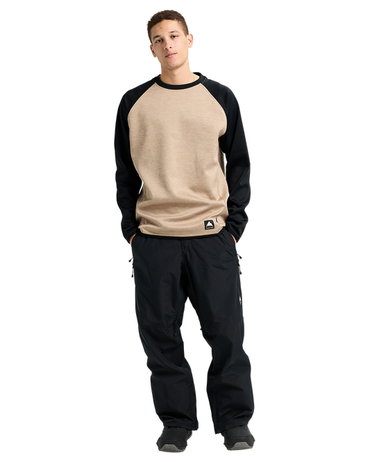 Burton Men's Crown Weatherproof Crewneck Fleece - Summit Taupe Heather/True Black Men's Fleece - Trojan Wake Ski Snow
