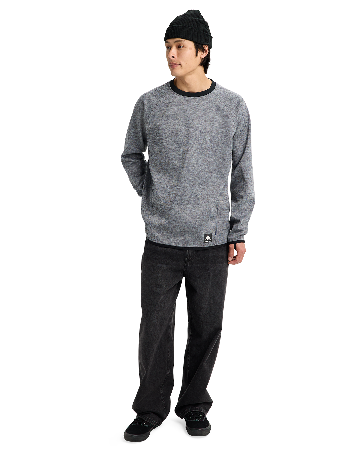 Burton Men's Crown Weatherproof Crewneck Fleece - True Black Heather Men's Fleece - Trojan Wake Ski Snow