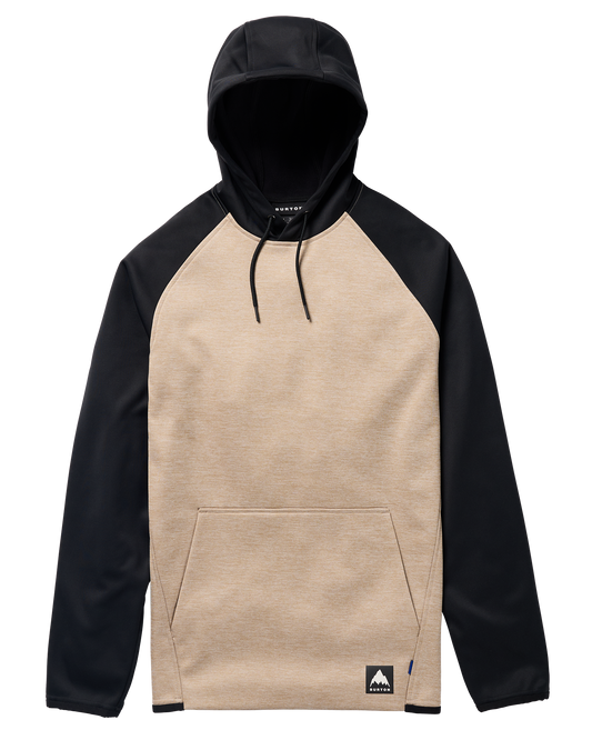Burton Men's Crown Weatherproof Hoodie Pullover Fleece - Summit Taupe Heather/True Black