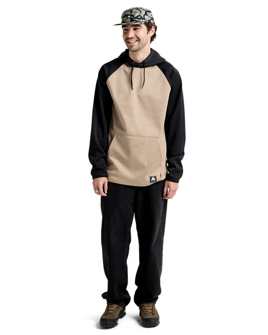 Burton Men's Crown Weatherproof Hoodie Pullover Fleece - Summit Taupe Heather/True Black