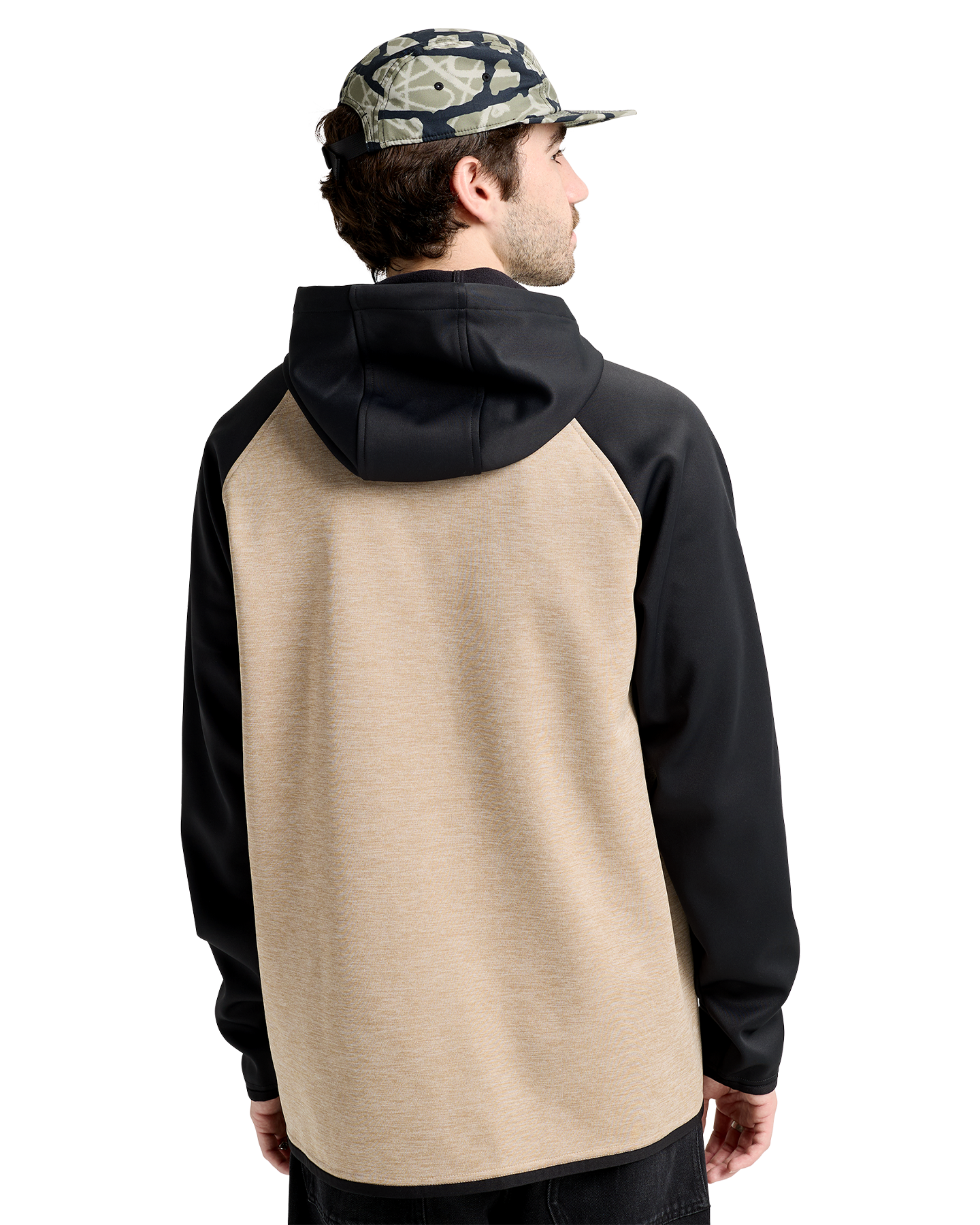 Burton Men's Crown Weatherproof Hoodie Pullover Fleece - Summit Taupe Heather/True Black Men's Hoodies - Trojan Wake Ski Snow