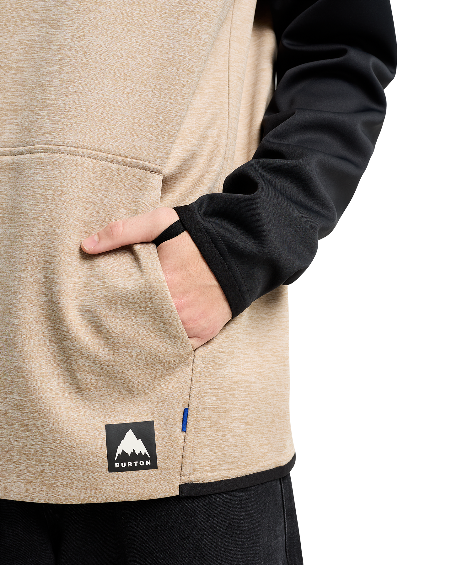 Burton Men's Crown Weatherproof Hoodie Pullover Fleece - Summit Taupe Heather/True Black Men's Hoodies - Trojan Wake Ski Snow