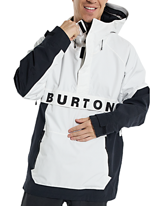 Burton Men's Frostner 2L Anorak Snow Jacket - Stout White/True Black Snow Jackets - Trojan Wake Ski Snow