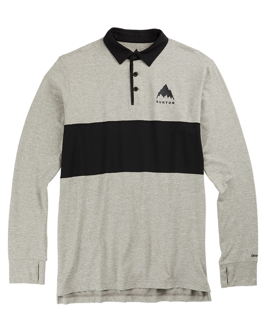 Burton Mens Midweight Base Layer Rugby Shirt - Gray Heather/True Black - 2023 Thermals - Trojan Wake Ski Snow