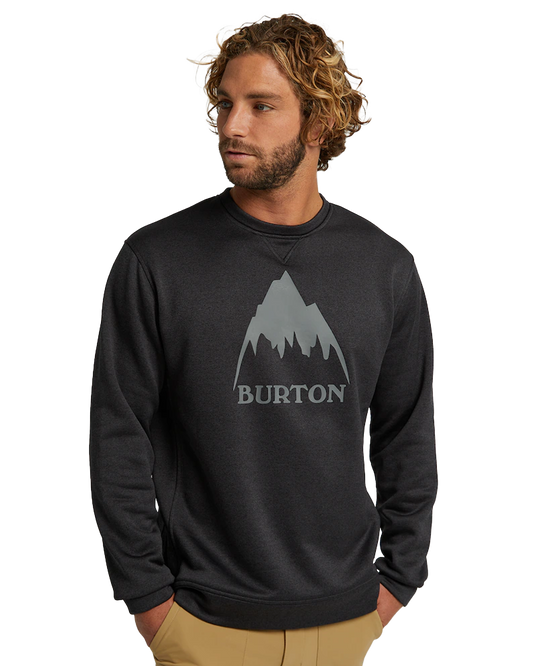 Burton Men's Oak Pullover Crewneck - True Black Heather Men's Crewnecks - Trojan Wake Ski Snow