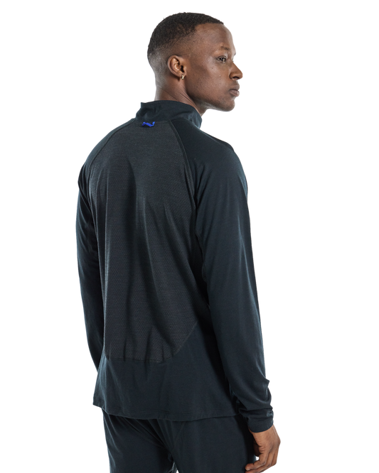 Burton Men's Phayse Merino Quarter Zip Fleece - True Black Shirts & Tops - SnowSkiersWarehouse