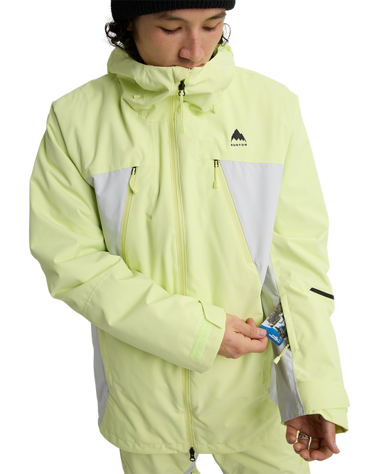 Burton Men's Reserve 2L 3-In-1 Snow Jacket - Glow Yellow Green/Gray Cloud Men's Snow Jackets - Trojan Wake Ski Snow
