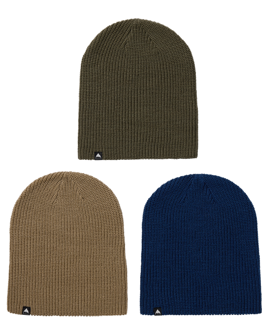 Burton Recycled DND Beanie (3 Pack) - Nightfall/Summit Taupe/Forest Moss Unisex Beanies - Trojan Wake Ski Snow