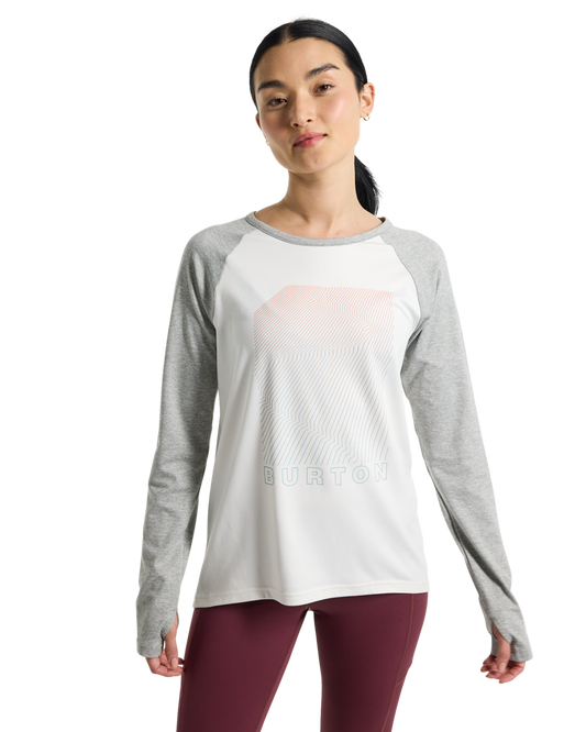 Burton Women's Burton Roadie Base Layer Tech T-Shirt - Stout White/Gray Heather Women's Thermal Tops - Trojan Wake Ski Snow