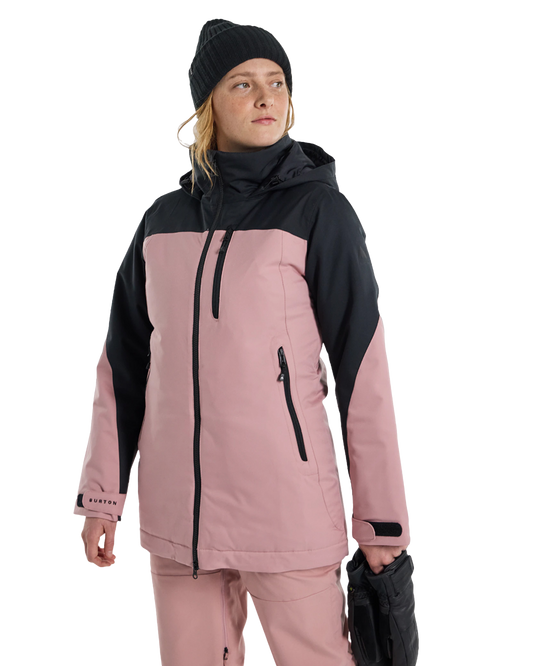 Burton Women's Lelah 2L Snow Jacket - True Black/Powder Blush Women's Snow Jackets - Trojan Wake Ski Snow