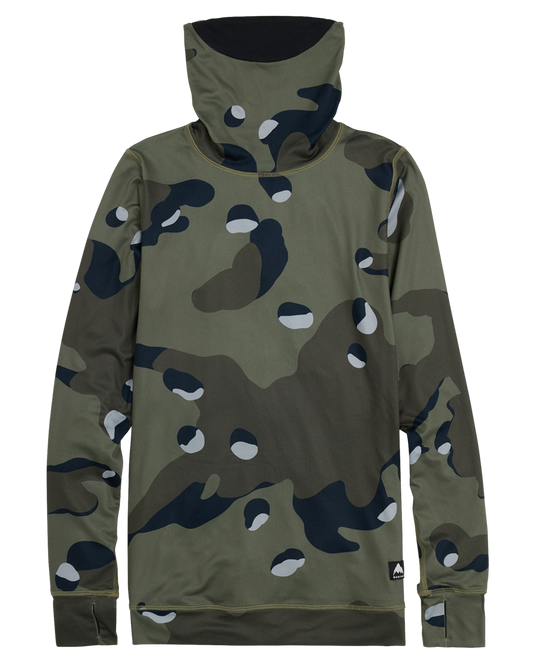 Burton Women's Midweight Base Layer Long Neck Shirt - Forest Moss Cookie Camo Women's Thermal Tops - Trojan Wake Ski Snow