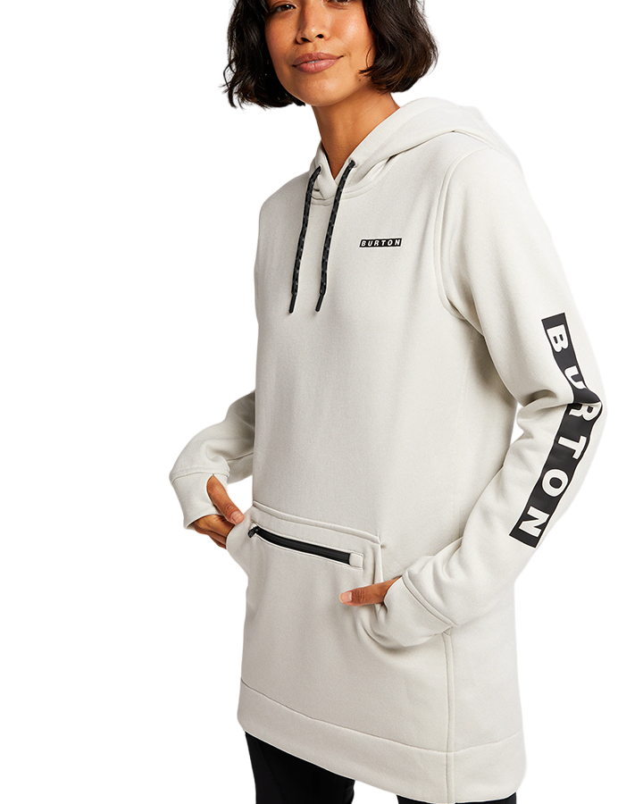 Burton Women's Oak Long Pullover Hoodie - Stout White Heather Hoodies & Sweatshirts - Trojan Wake Ski Snow